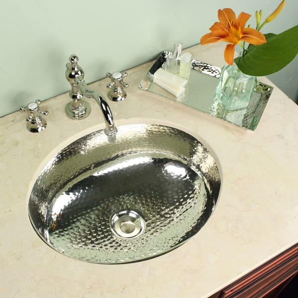 Shop Highpoint Collection Oval Hammered Undermount Bathroom Sink With Nickel Vanity Tray Set Overstock 9211128