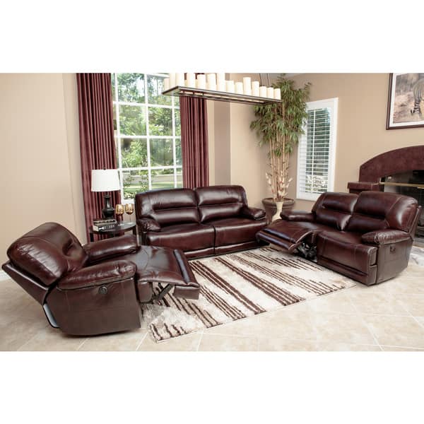 Abbyson Living Breckinridge 3piece Top Grain Leather Power Reclining
