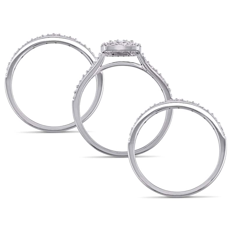 Miadora 10k White Gold 1/3ct TDW Diamond 3-Pc. Bridal Ring Set
