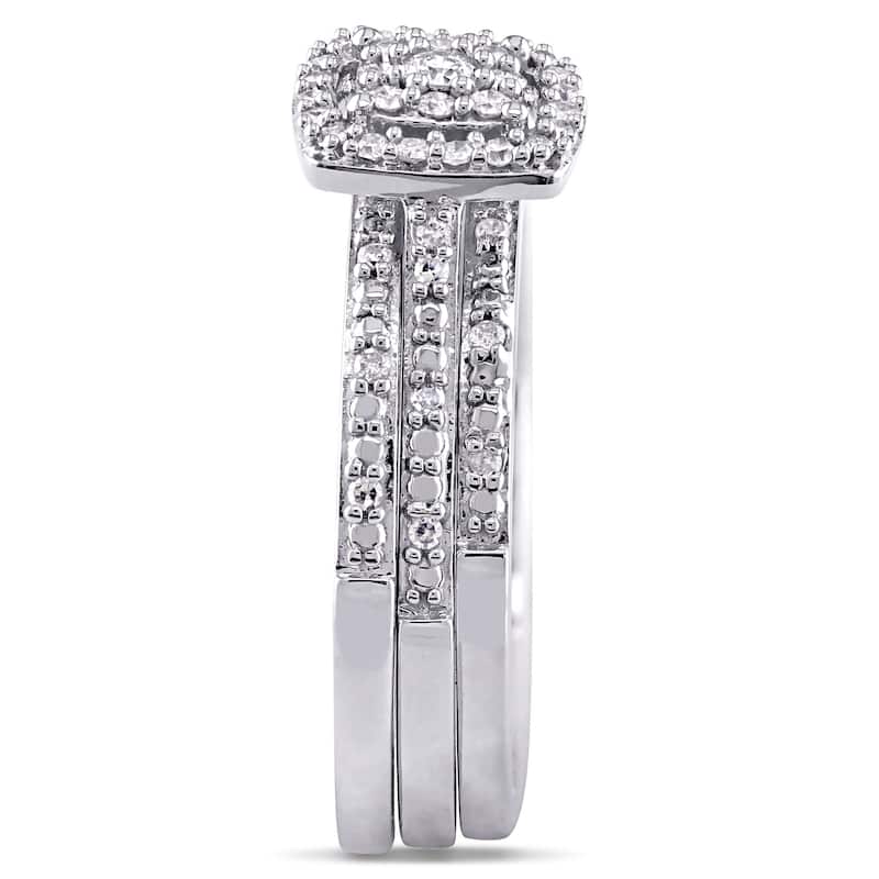 Miadora 10k White Gold 1/3ct TDW Diamond 3-Pc. Bridal Ring Set