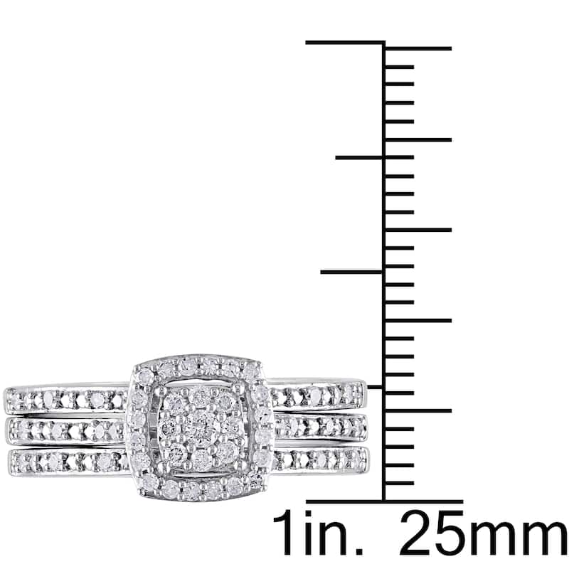 Miadora 10k White Gold 1/3ct TDW Diamond 3-Pc. Bridal Ring Set