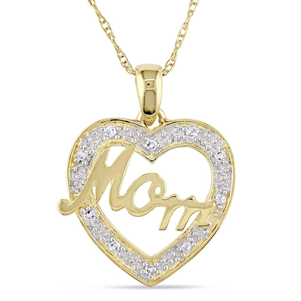 Miadora 10k Yellow Gold Diamond Accent Mom Heart Necklace