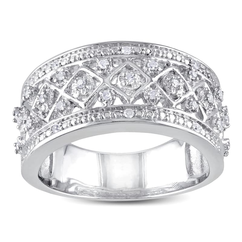 Miadora Sterling Silver 1/6ct TDW Diamond Ring - 5