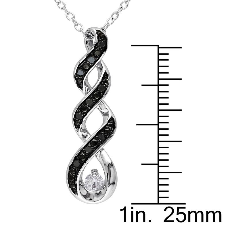 Miadora Sterling Silver Created White Sapphire and 1/10ct TDW Black Diamond Necklace
