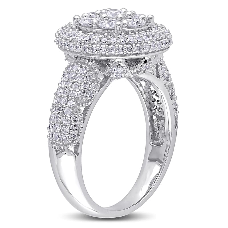 Miadora Signature Collection 10k White Gold 2ct TDW Diamond Cluster Engagement Ring