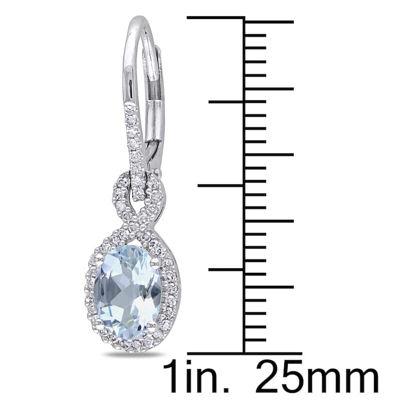 Miadora 10k White Gold Aquamarine and 1/4ct TDW Diamond Earrings (G-H, I1-I2)