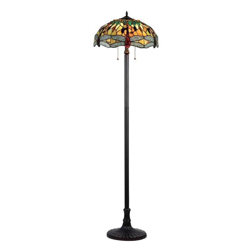 Tiffany Style Dragonfly Design 2-light Floor Lamp
