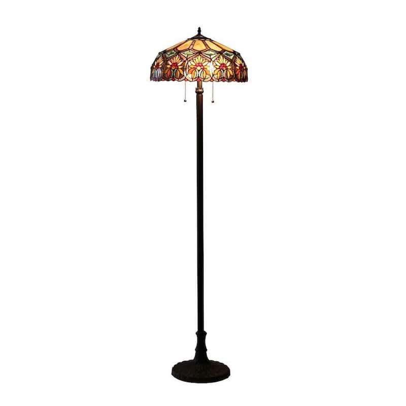 Tiffany Style Floral Design 2-light Floor Lamp