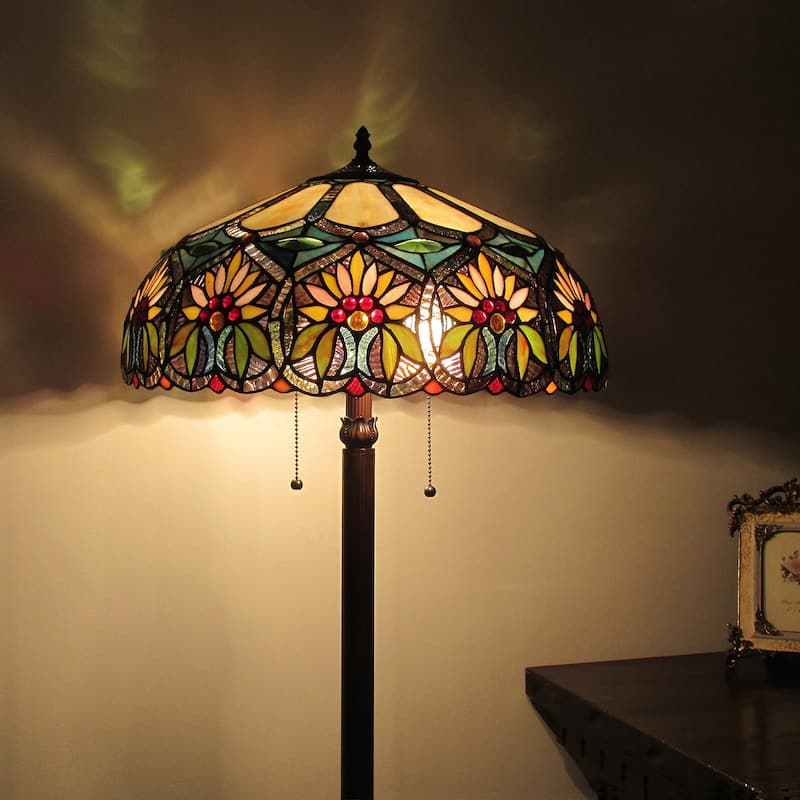Tiffany Style Floral Design 2-light Floor Lamp