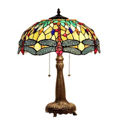 Tiffany Style Dragonfly Design 2-light Table Lamp