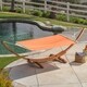 preview thumbnail 11 of 37, Grand Cayman Hammock with Wood Frame by Christopher Knight Home Teak +Orange (Coral)