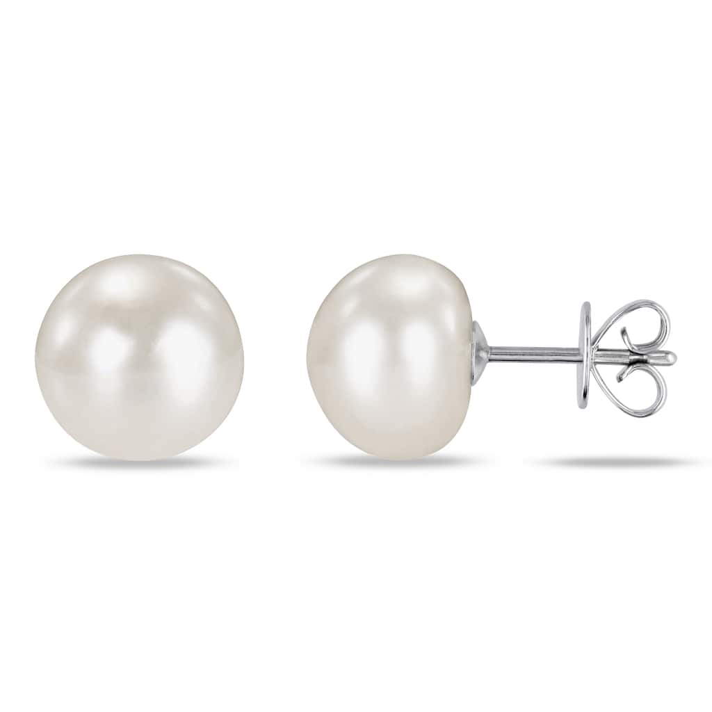 Miadora 14k White Gold Cultured Freshwater Pearl Earrings (9-9.5 mm)
