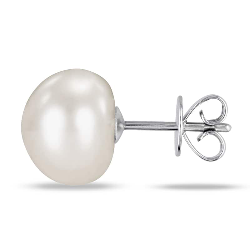 Miadora 14k White Gold Cultured Freshwater Pearl Earrings (9-9.5 mm)