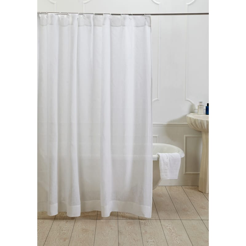 Natural Cotton Linen Shower Curtain - White