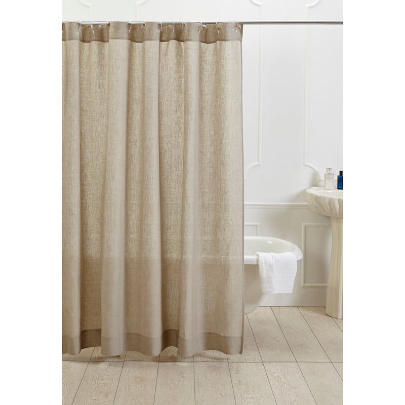 Natural Cotton Linen Shower Curtain - Tan