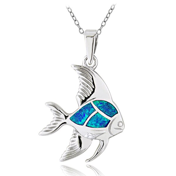 925 STERLING SILVER STAR FISH PENDANT NECKLACE W// 2 CT OPAL /& ACCENTS// 18/'/'
