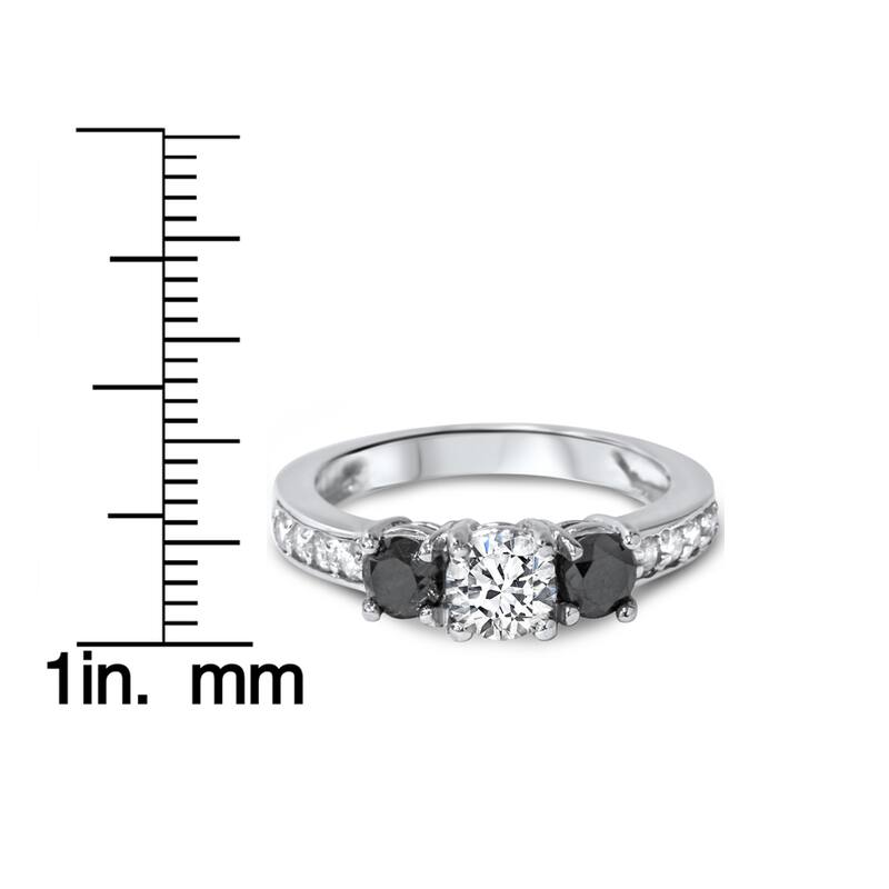 14k White Gold 1ct TDW Black/ White Diamond 3-stone Ring