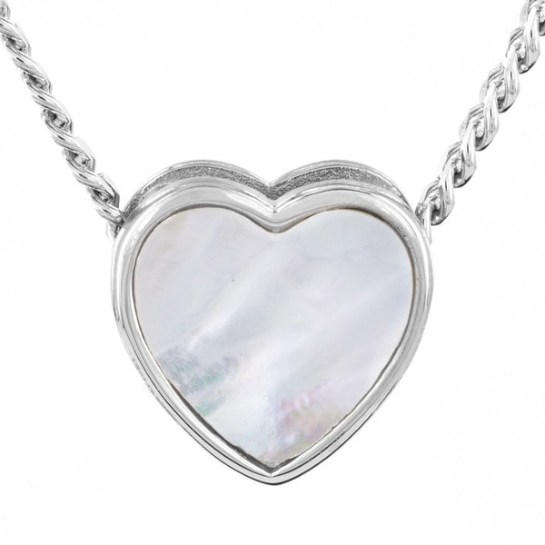 Shop Stainless Steel Mother of Pearl Heart Inlay Slider Pendant