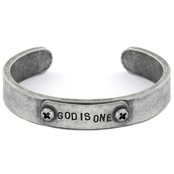 Men's Industrial 'God is One' Cuff Bracelet. Opens flyout.
