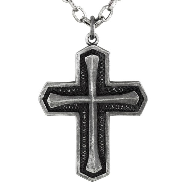 Shop Crucible Antiqued Layered Cross Pendant Necklace - Free Shipping ...