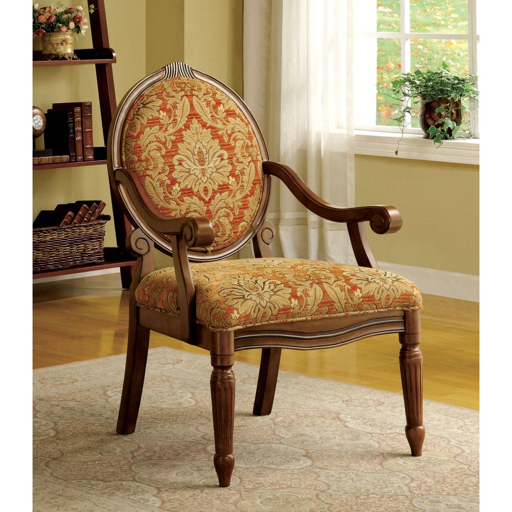 furniture of america dind victorian oak solid wood accent chair