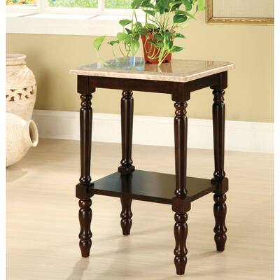 Furniture of America Bari Traditional Cherry 18-inch Solid Wood Side Table