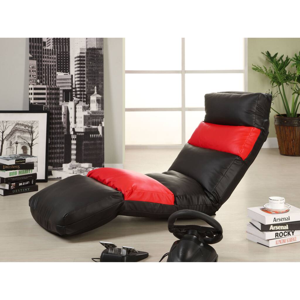Furniture of America Gamer Faux Leather Adjustable Lounge Chair