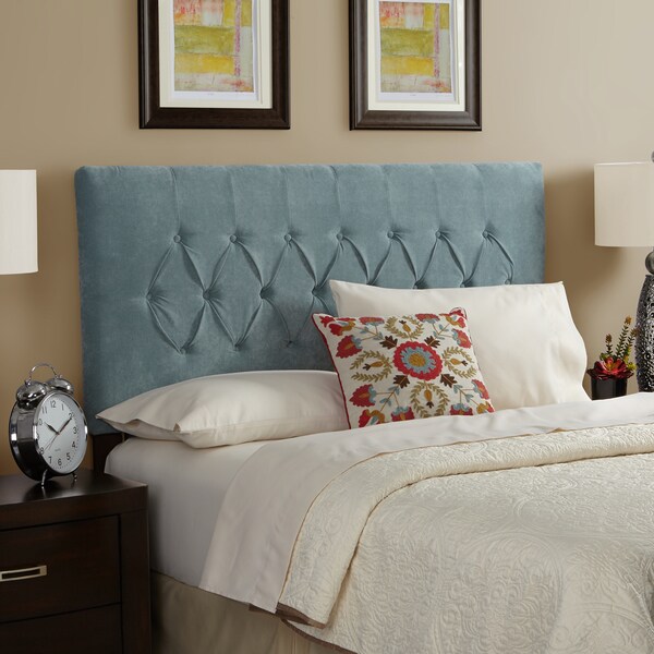 Shop Humble + Haute Halifax Velvet Sky Blue Queen Diamond Tufted Upholstered Headboard Free