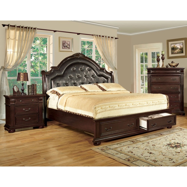 Furniture of America Lauretta English Style Brown Cherry Platform Bed