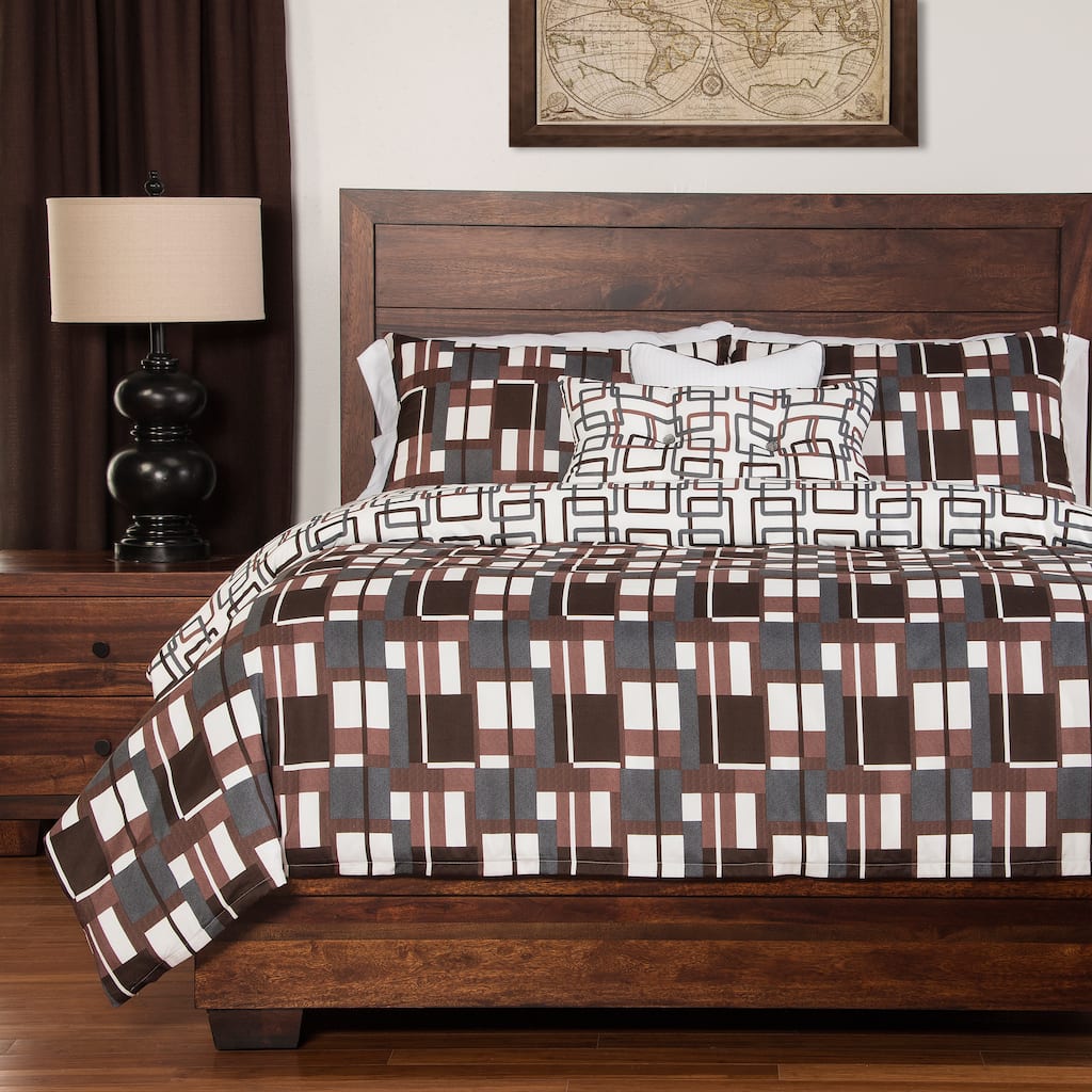 Geometric Plaid 4-piece Duvet Cover Set