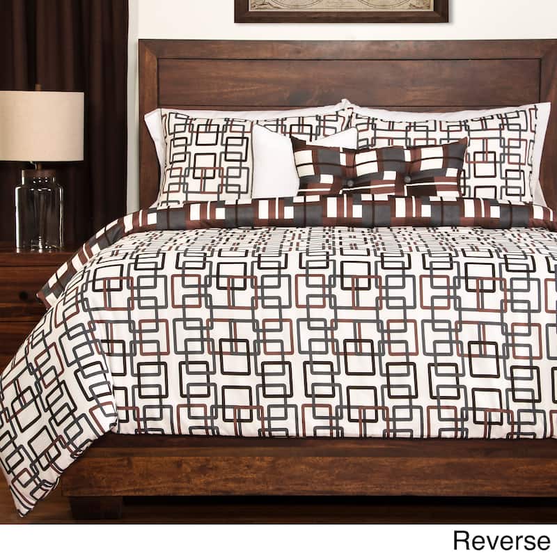 Geometric Plaid 4-piece Duvet Cover Set