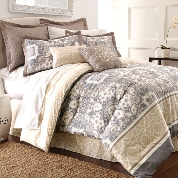 Amraupur Overseas Monica Multicolored Abstract 8-piece Comforter Set