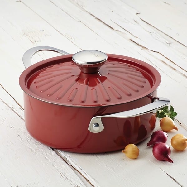  Rachael Ray Enameled Cast Iron Dutch Oven/Casserole Pot with  Lid, 5 Quart, Red: Home & Kitchen