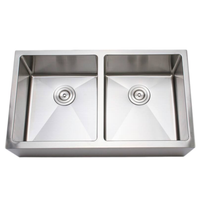 Wells Sinkware 33-inch 16-gauge Undermount 50-50 Farmhouse Apron Front Double Bowl Stainless Steel Kitchen Sink