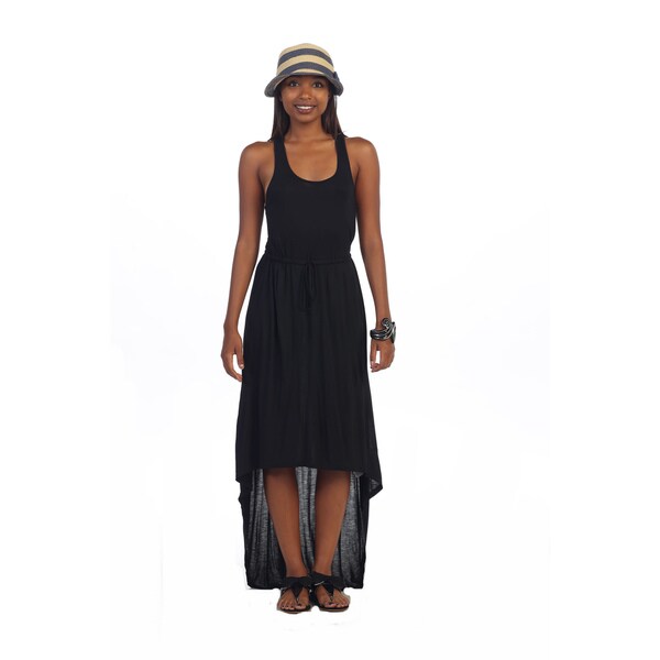 Shop Hadari Women's Black Scoop Neck High-low Dress - Overstock - 9216977