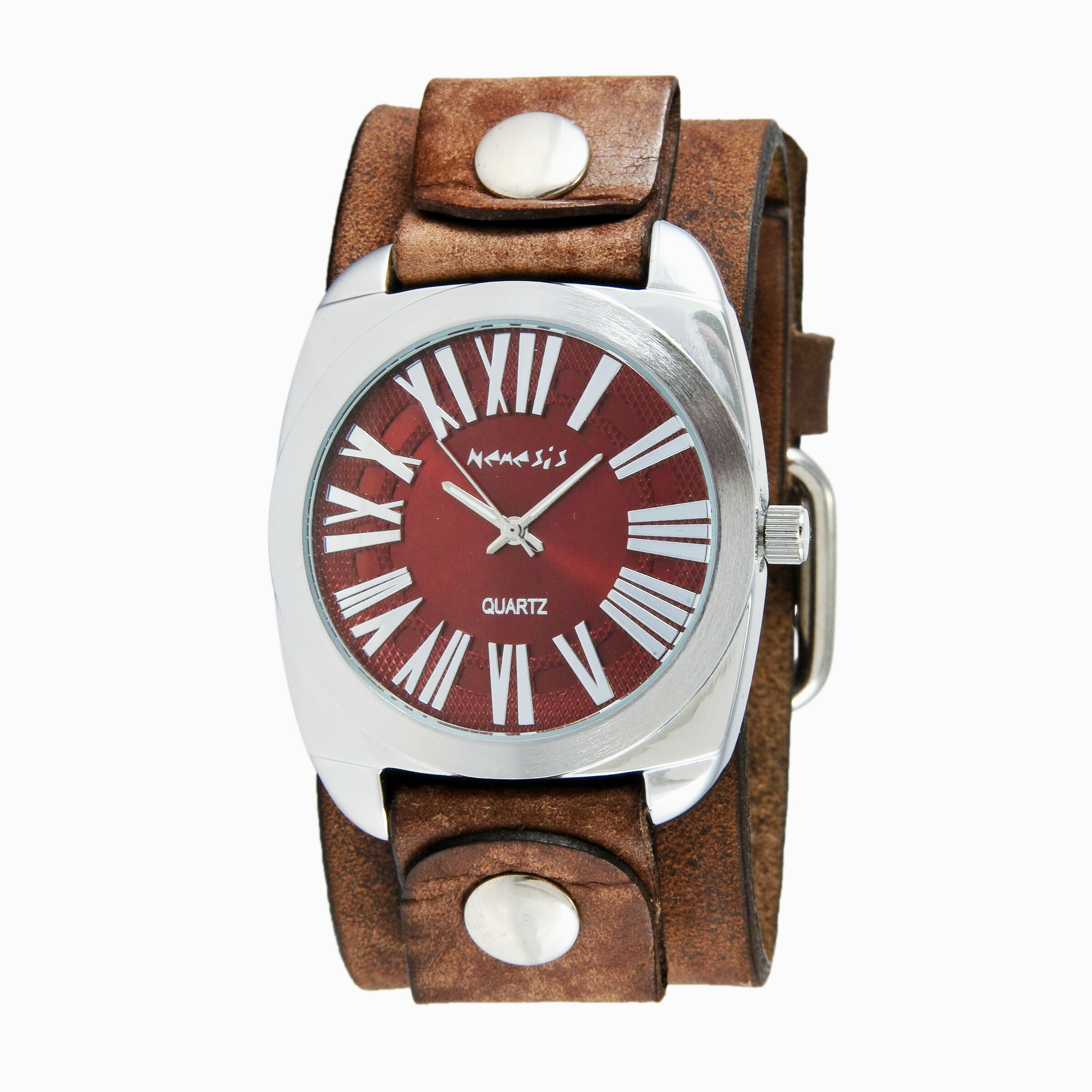 mens red leather watch