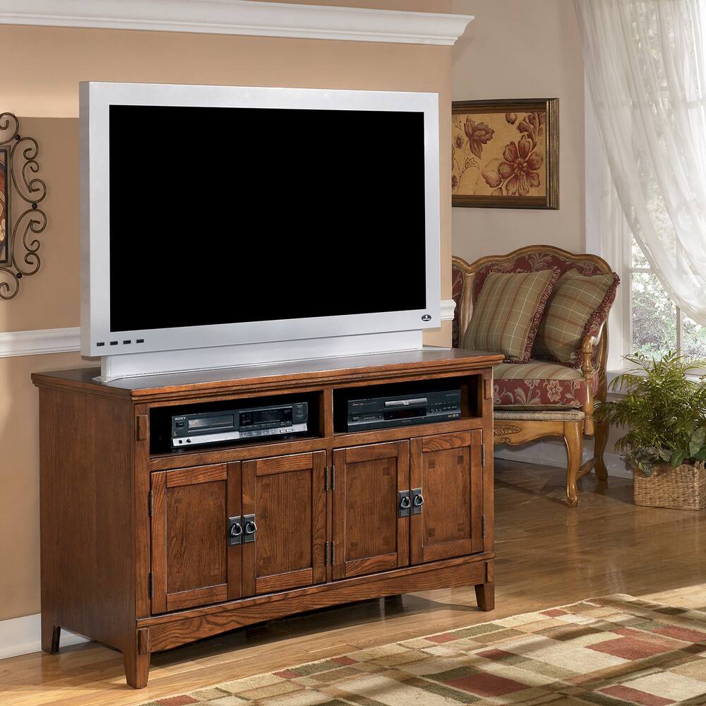 Cross Island Casual Medium TV Stand Medium Brown