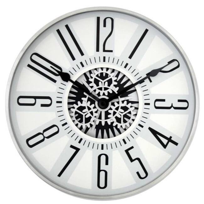 11-inch Silvertone Stainless Steel Rotating Gear Wall Clock