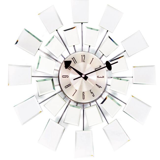George Nelson 20-inch Mid-century Modern Glass Mirror Wall Clock