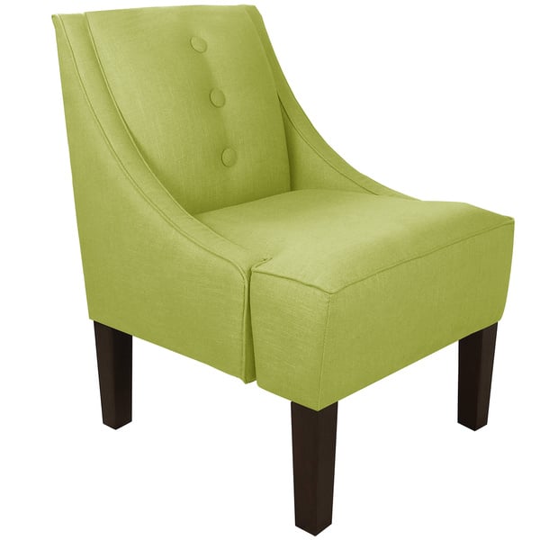 Skyline Furniture Three Button Swoop Arm Chair in Twill Sage
