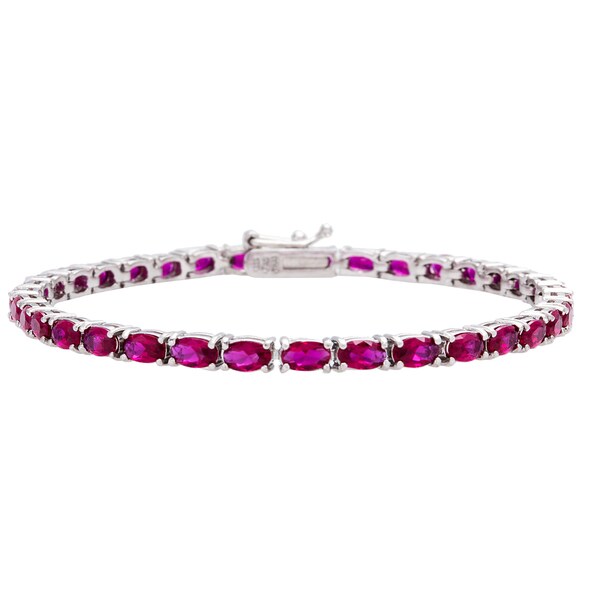 Glitzy Rocks Sterling Silver Gemstone and Cubic Zirconia Birthstone Tennis Bracelet