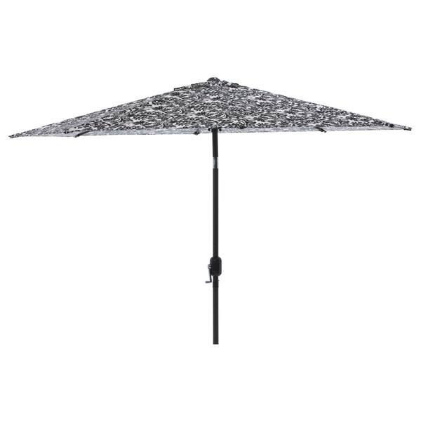 Shop Black Friday Deals On Pillow Perfect Black White Damask 9 Foot Patio Umbrella Overstock 9218849