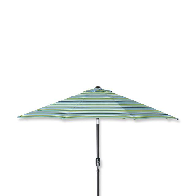 Pillow Perfect Topanga Stripe Lagoon 9-foot Patio Umbrella