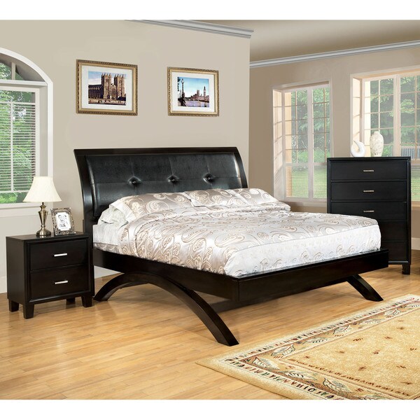 Shop Furniture of America Espresso Padded Leatherette Platform Bed