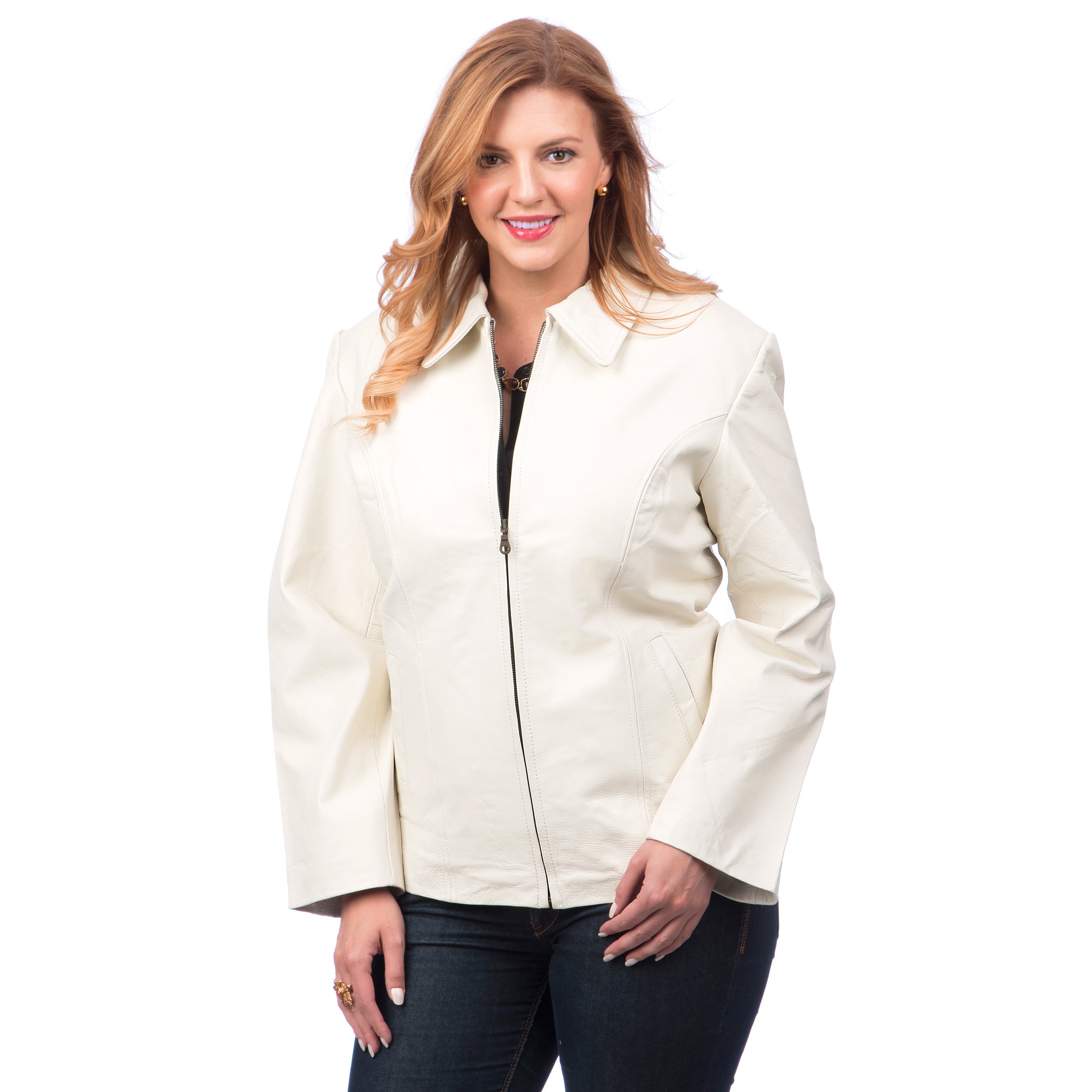 plus size white leather jacket