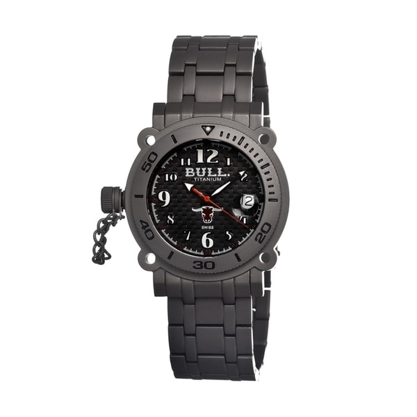 Bull Titanium Mens Longhorn Black Titanium Grey Analog Watch