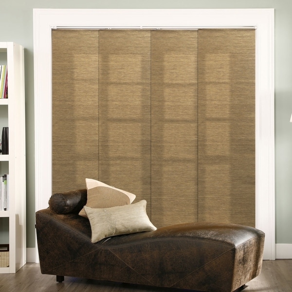 Chicology Adjustable Sliding Panel, Frontier - Natural Woven, Privacy, 80"W X 96"H - Lattice Latte