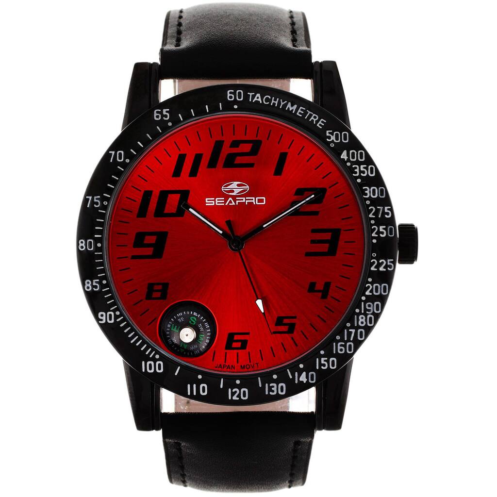 Seapro Men's Raceway Red/ Black Leather Watch