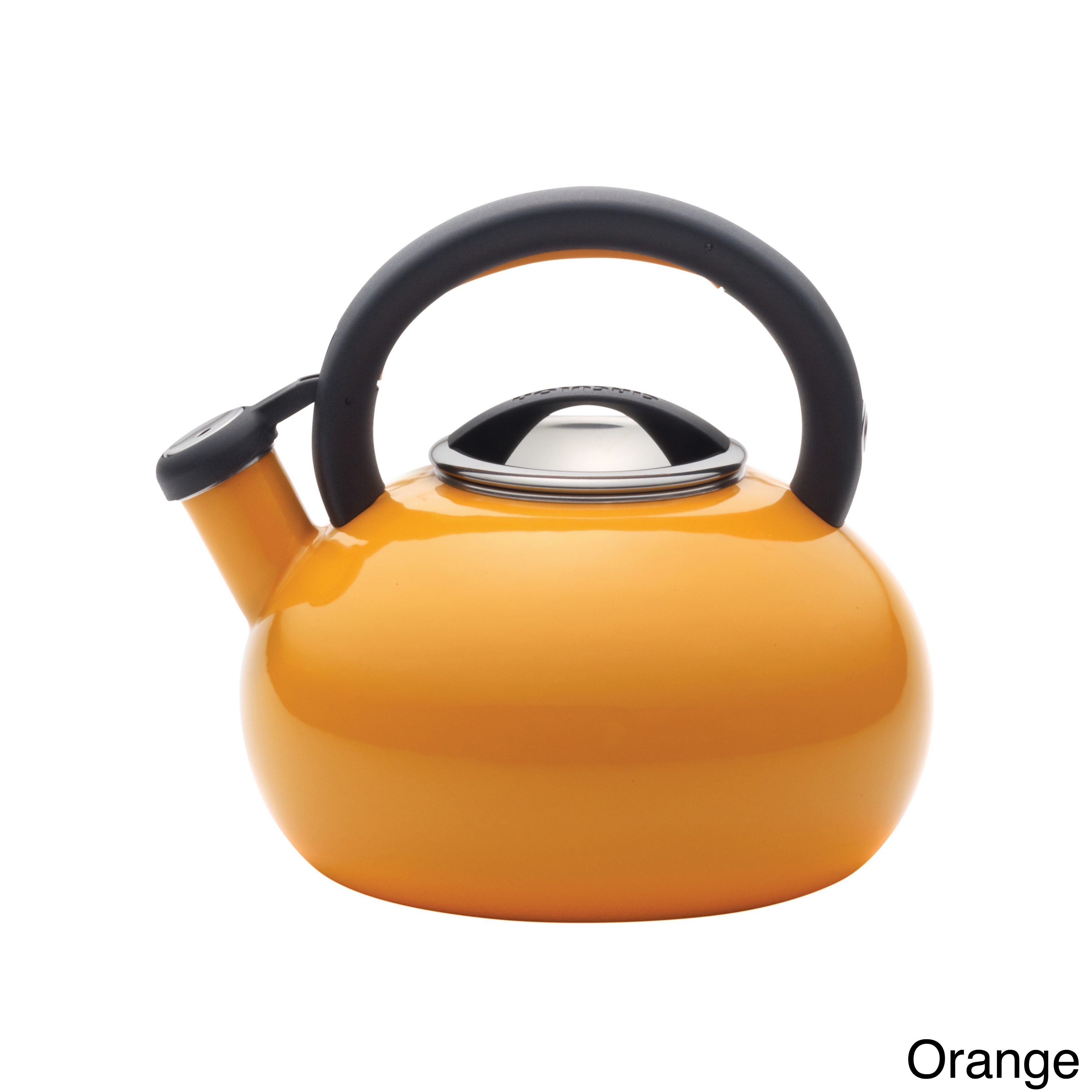 Circulon 47904 Orange Enamel-on-Steel Morning Brew Teakettle, 2-Quart,  Orange 