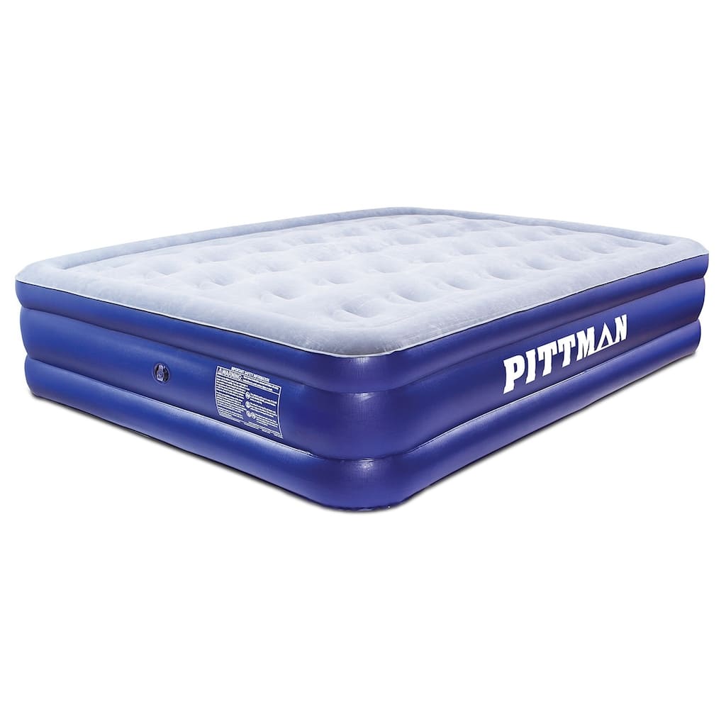 Pittman Outdoors Double High Queen Air Mattress w/Electric Pump - Blue